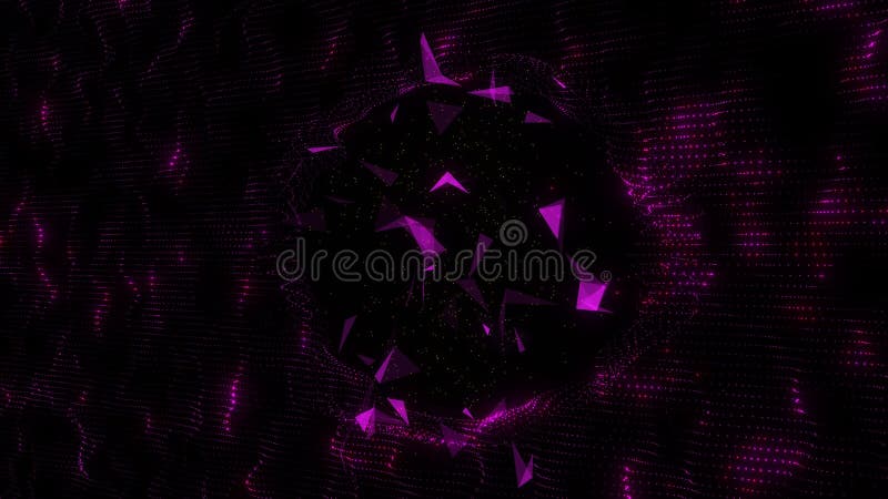Fond abstract de undă de particule și de plexuri de lumină cu podea strălucitoare stock illustration