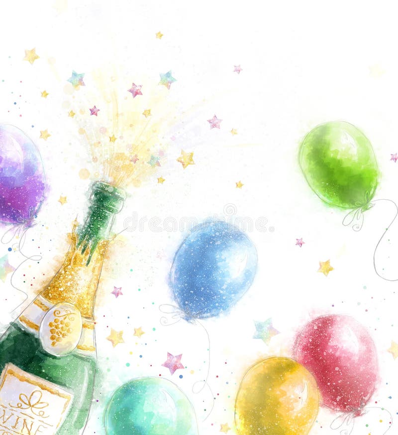Partido de Champán El tema de la celebración con salpicar el champán hincha y protagoniza Feliz cumpleaños Año Nuevo Invitación d