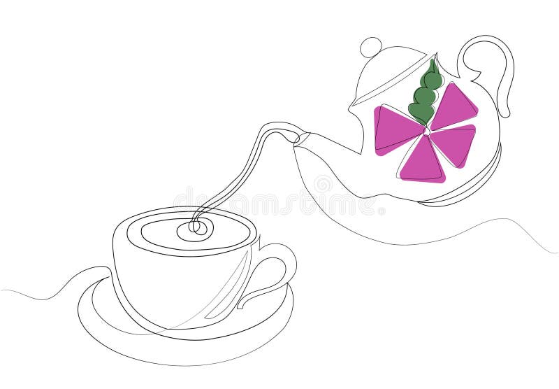 Partido de chá Um a lápis desenho Ilustração do vetor ilustração stock Partido de chá Um a lápis desenho Ilustração do vetor ilustração stock