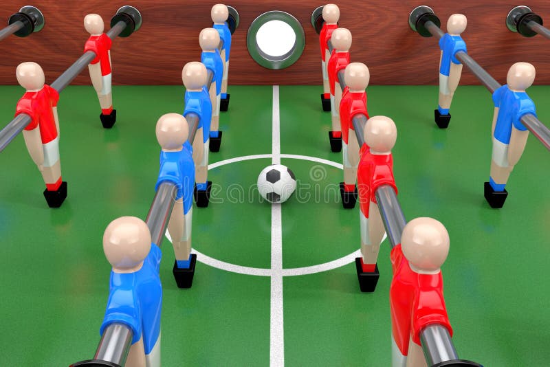 Partido de fútbol de la tabla del fútbol representación 3d stock de ilustración Partido de fútbol de la tabla del fútbol representación 3d stock de ilustración