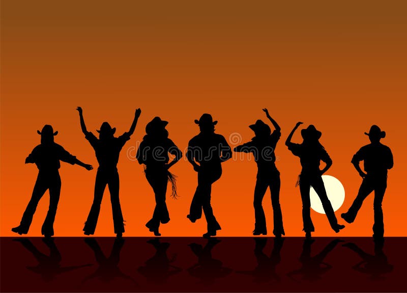 Partido do cowboy no por do sol ilustração royalty free Partido do cowboy no por do sol ilustração royalty free