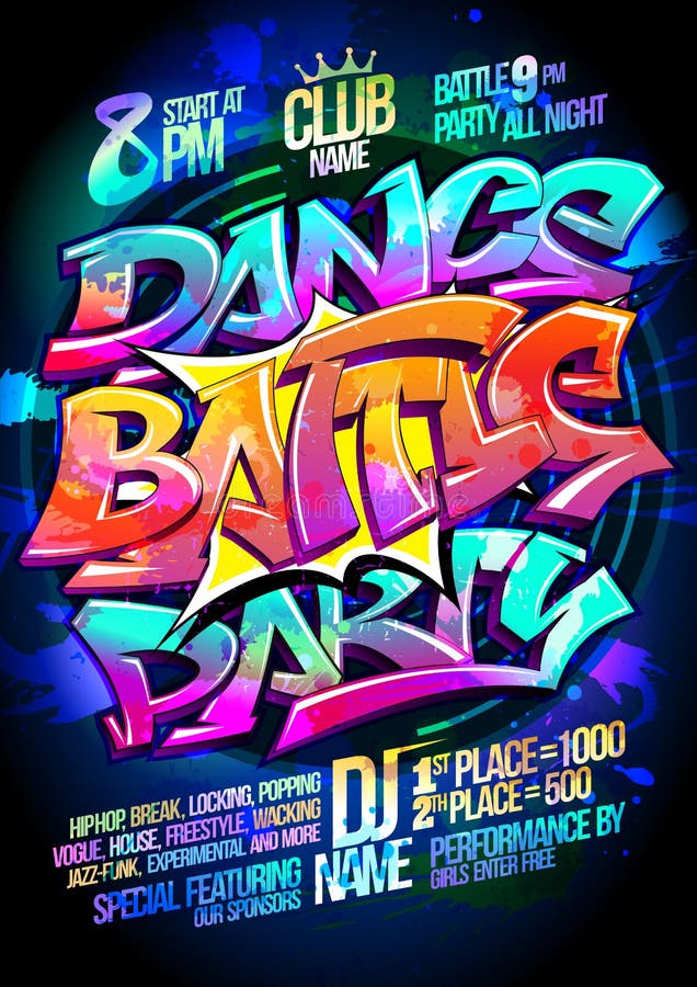 Dance battle party poster design concept. Dance battle party poster design concept