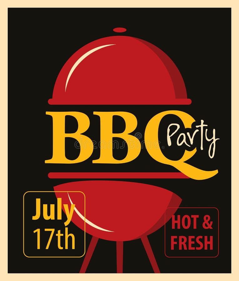 Banner BBQ party with barbecues in retro style. Banner BBQ party with barbecues in retro style