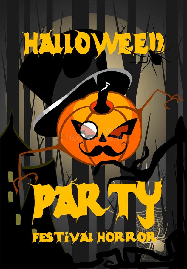 Poster festive party on the day of Halloween. Poster festive party on the day of Halloween