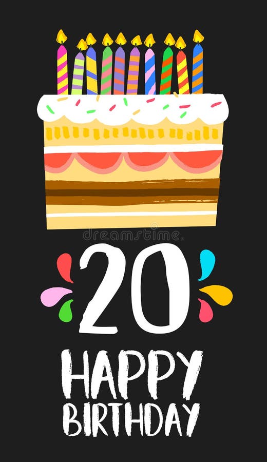 Partie De Vingt Ans De La Carte De Gateau De Joyeux Anniversaire Illustration De Vecteur Illustration Du Jeune Affiche Partie De Vingt Ans De La Carte De Gateau De Joyeux Anniversaire Illustration De Vecteur Illustration Du Jeune Affiche