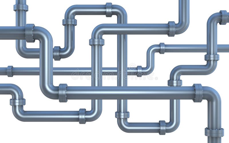 Many pipes intersecting each other (3d render). Many pipes intersecting each other (3d render)