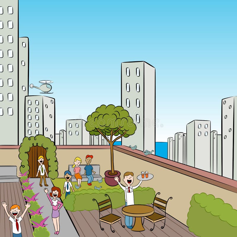 Partito del terrazzo della città royalty illustrazione gratis Partito del terrazzo della città royalty illustrazione gratis