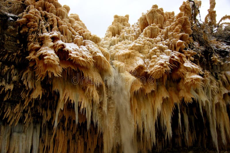 Partly frozen waterfall in Eastern Estonia