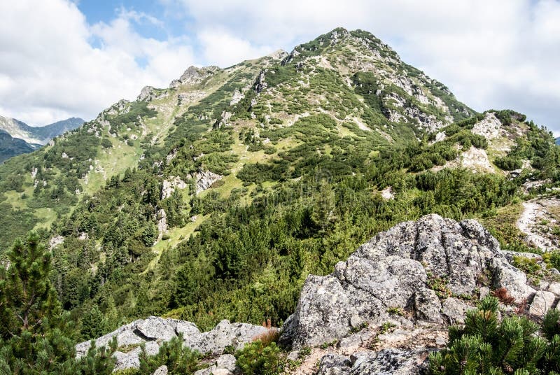 Nizna Magura from Nizny Ostredok peak on Otrhance mountain ridge in Western Tatras mountains in Slovakia