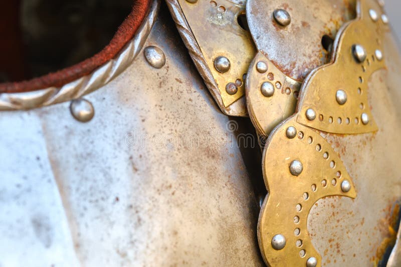 Parts of ancient knight's armor. Medieval concept royalty free stock photography