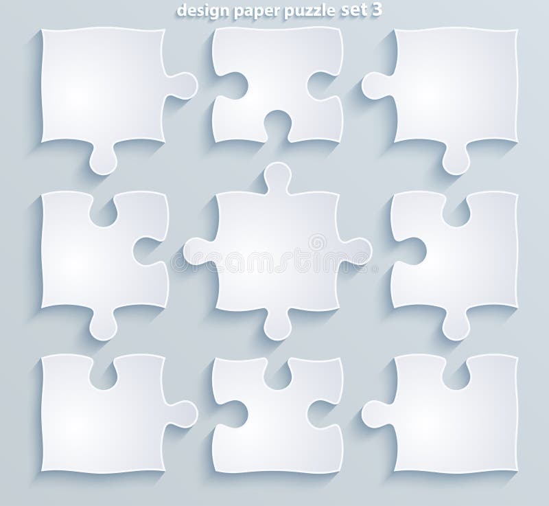 Flat paper puzzle. Set of 9 pieces of jigsaw, business concept, motivation, web design, mobile design, media. Flat paper puzzle. Set of 9 pieces of jigsaw, business concept, motivation, web design, mobile design, media