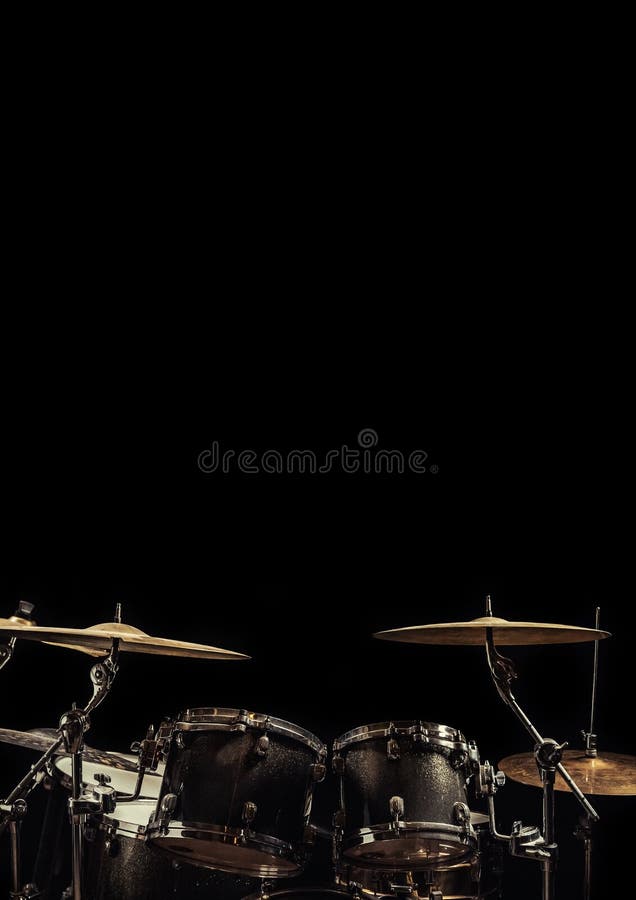 Parts of a Drumset in Dark Environment with Empty Space Stock Image - Image  of beat, equipment: 221470541
