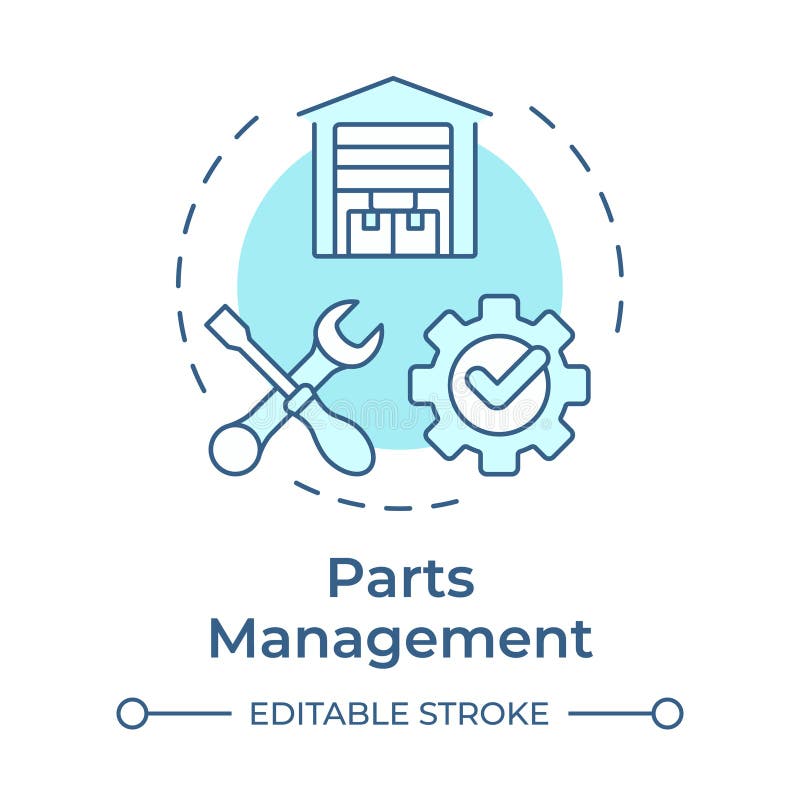 Parts management soft blue concept icon stock illustration
