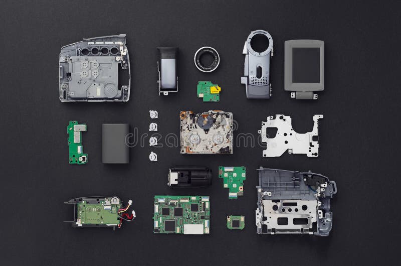 Parts of a mini DV video camera