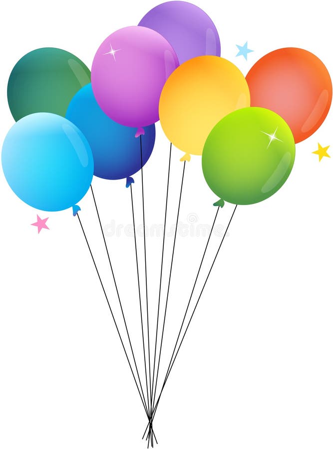 Colourful Balloons Bunch Isolated on White Stock Image Image of green