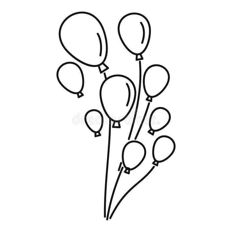 Party Balloons Icon, Outline Style Stock Vector Illustration of
