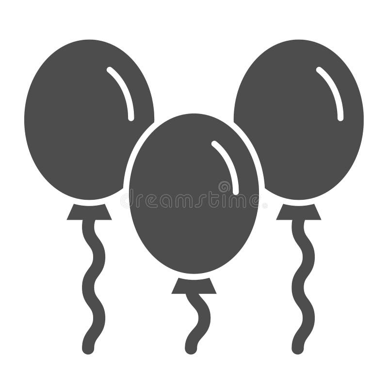Party Balloons Solid Icon. Party Balloons Vector Illustration Isolated
