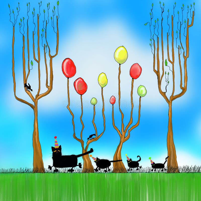 Party black cats royalty free illustration Party black cats royalty free illustration