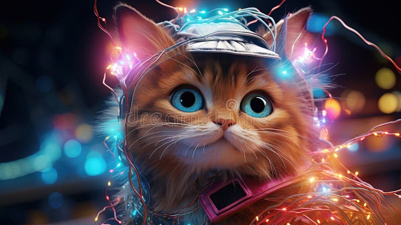 8K Wallpaper for PC: Colorful Cat Ai Image generated