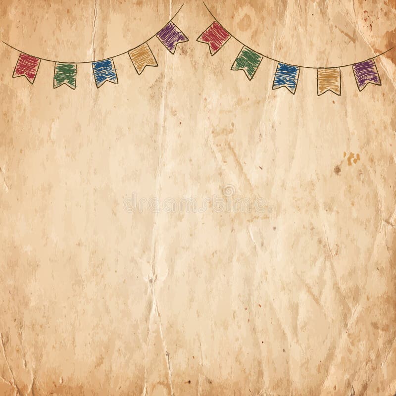 Party Decor on the Old Paper Background Stock Illustration