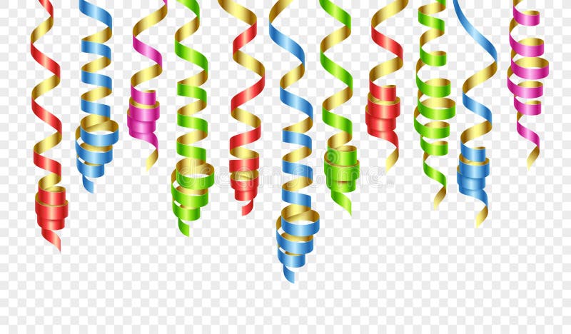 Party Decorations Color Streamers or Curling Party Ribbons. Vector  Illustration Stock Vector - Illustration of decoration, celebration:  126561207