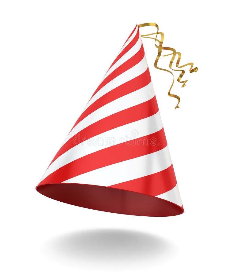 Cone Shaped Birthday Party Hat with Stripes and Ribbons Stock Illustration  - Illustration of surprise, white: 53593353