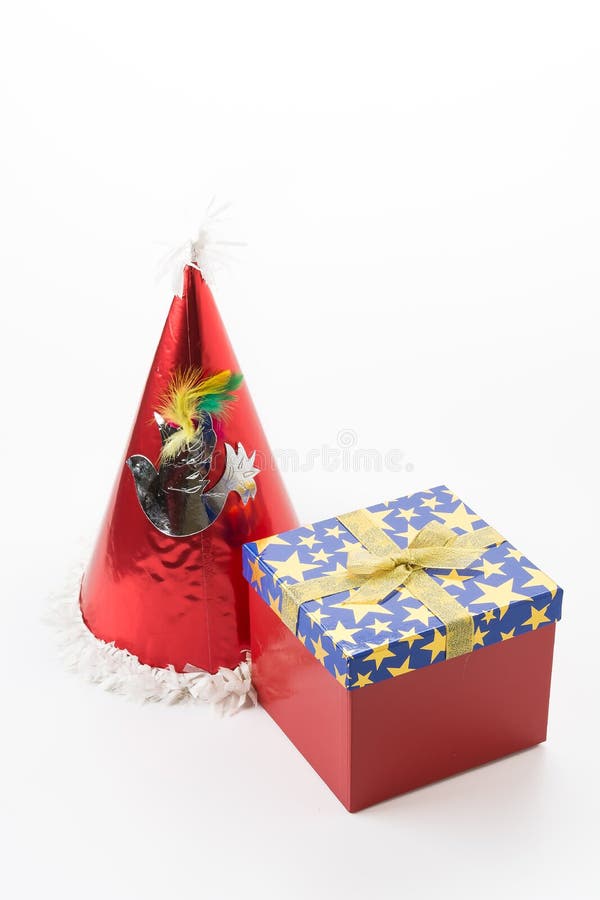 Party hat with gift box stock image. Image of shape, party 77731889