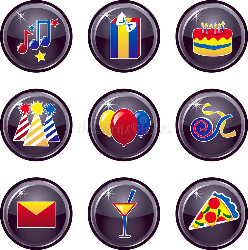 Party Icon Buttons royalty free illustration