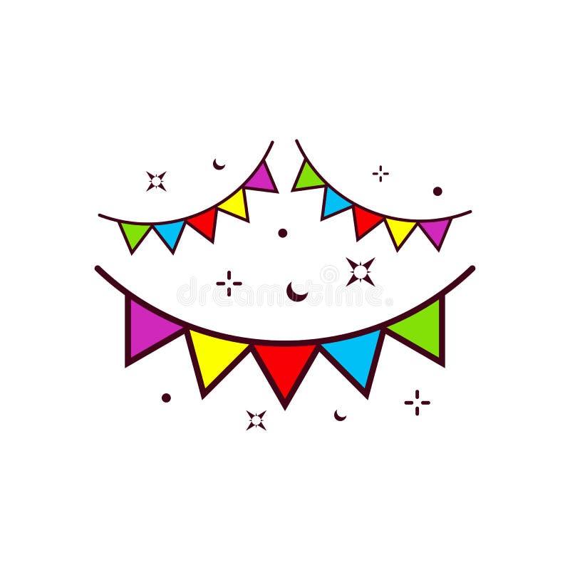Party icon template vector. Celebration vector illustration. Thin line icons for party stock illustration