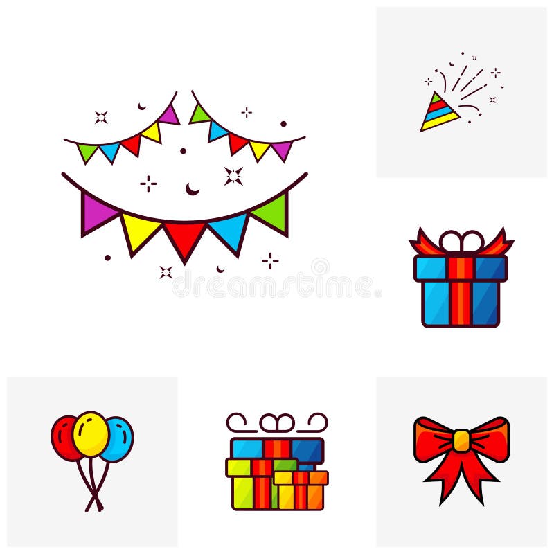 Set of Party icon template vector. Celebration vector illustration. Thin line icons for party royalty free illustration
