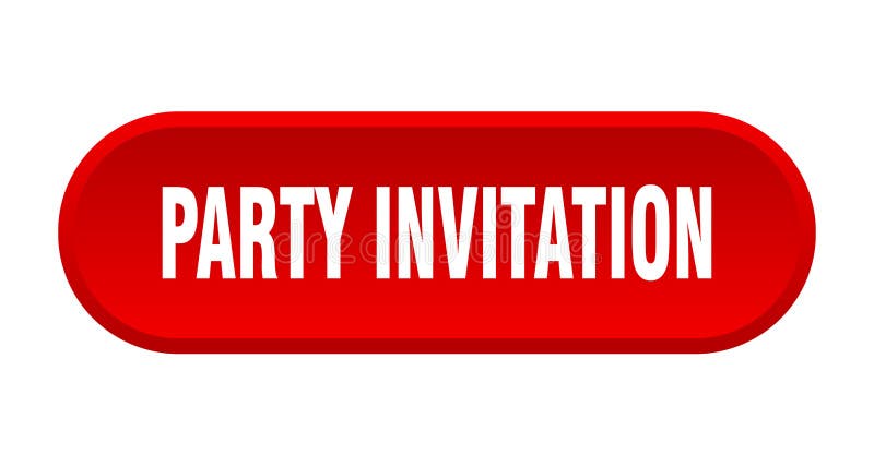 Party invitation button. rounded sign on white background stock illustration