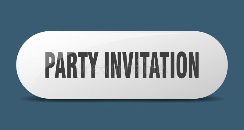 Party invitation button. sticker. banner. rounded glass sign royalty free illustration