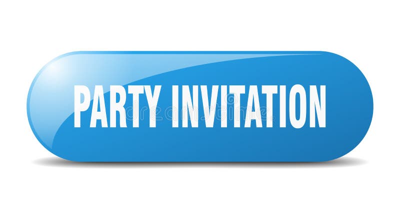 Party invitation button. sticker. banner. rounded glass sign royalty free illustration