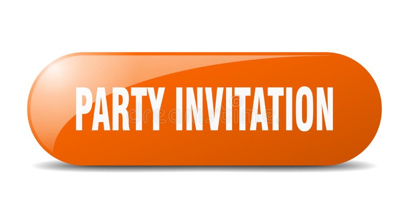 Party invitation button. sticker. banner. rounded glass sign stock illustration