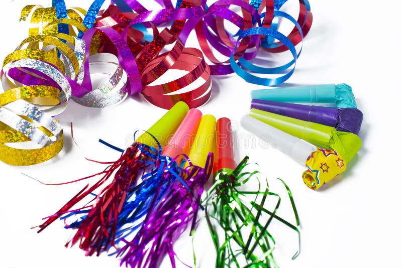 Party Items, Blowers And Colorful Streamer Stock Image Image of