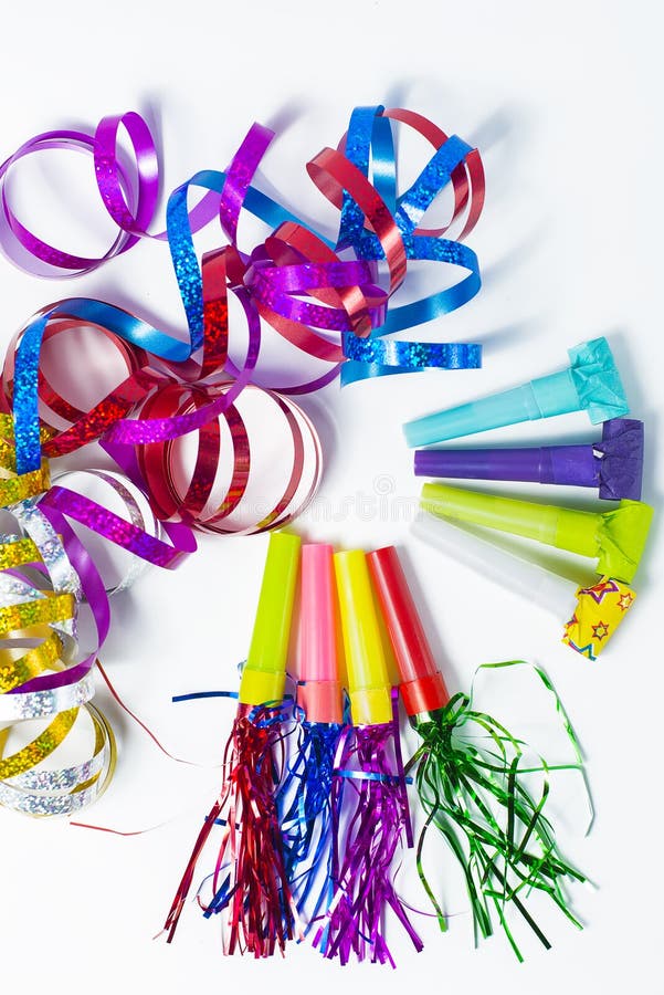 Party Items, Blowers and Colorful Streamer Stock Photo Image of noise