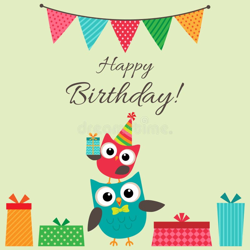 Party owls card stock vector. Illustration of doodle - 62469806