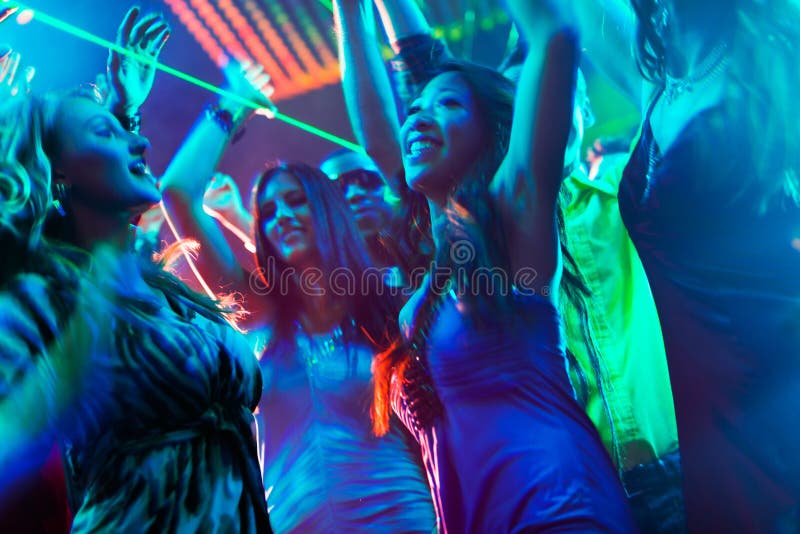 Party People Dancing in Disco or Club Stock Image - Image of ...