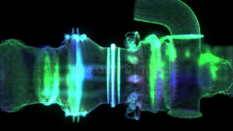 Partícula digital formada forma 3d modelo motor de turbina de gas. equipo industrial abstracto. libre illustration