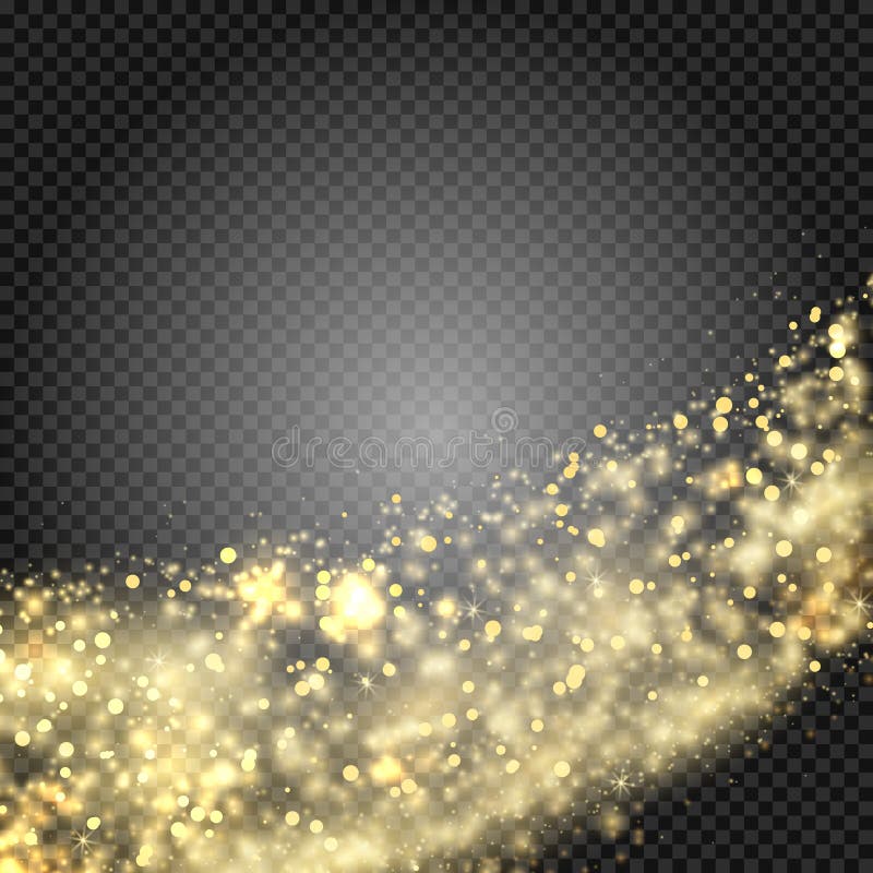 Gold glittering star dust trail sparkling particles on transparent background. Space comet tail. Vector glamour fashion. Gold glittering star dust trail sparkling particles on transparent background. Space comet tail. Vector glamour fashion.