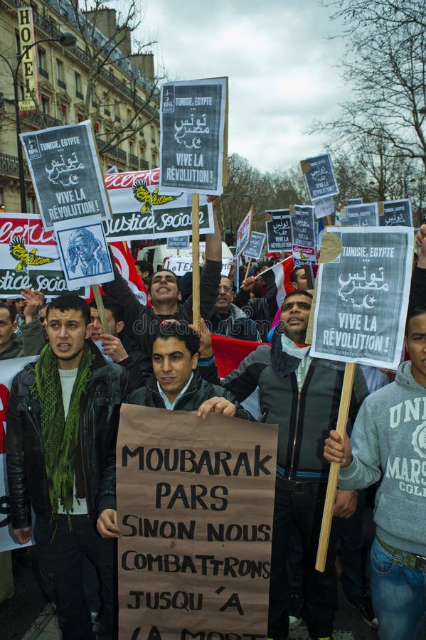 Paris, France, Egyptian Demonstrators Protesting Against Hosni Mubarak, Outside,. Paris, France, Egyptian Demonstrators Protesting Against Hosni Mubarak, Outside,