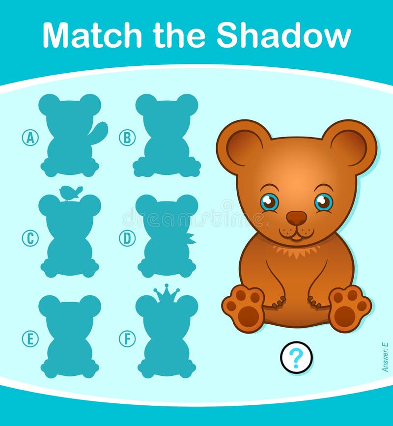 Pas het het raadselspel van Schaduwjonge geitjes met teddybeer aan stock illustratie Pas het het raadselspel van Schaduwjonge geitjes met teddybeer aan stock illustratie
