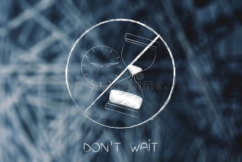 Pas plus de sablier et d'horloge de attente biffés image libre de droits Pas plus de sablier et d'horloge de attente biffés image libre de droits
