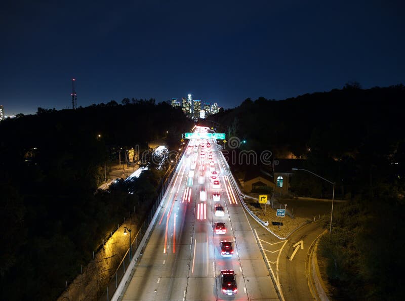 Pasadena Freeway stock image. Image of road, urban, skyline 14336955