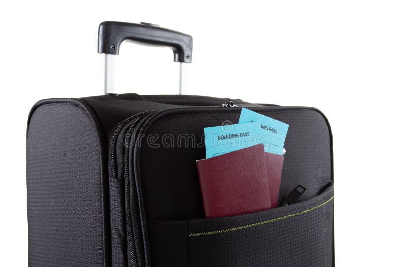 Pasaporte en el bolso, concepto de la maleta del viaje de las vacaciones, equipaje imágenes de archivo libres de regalías Pasaporte en el bolso, concepto de la maleta del viaje de las vacaciones, equipaje imágenes de archivo libres de regalías