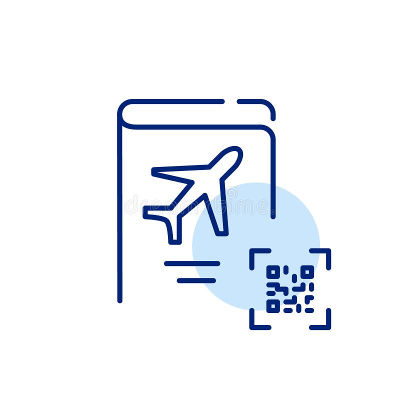 Pasaporte y código internacional. identificación de viaje inteligente comprobación automatizada moderna. trazo editable de píxel p stock de ilustración