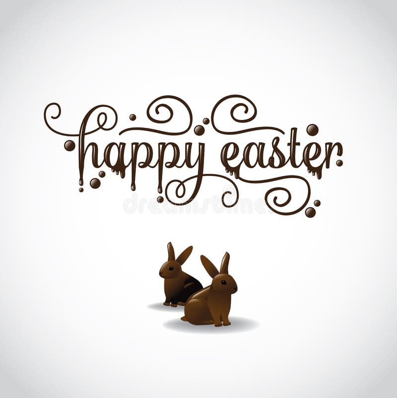 Pascua feliz con dos conejitos del chocolate ilustración del vector Pascua feliz con dos conejitos del chocolate ilustración del vector