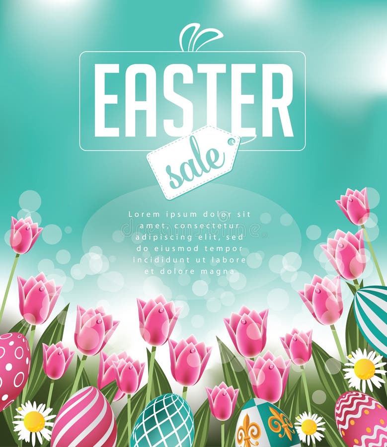 Paasuitverkoop tulpen eieren en tekst royalty-vrije illustratie