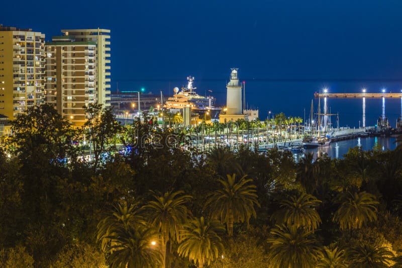 PAseo de la Farola, Malaga night royalty free stock images PAseo de la Farola, Malaga night royalty free stock images