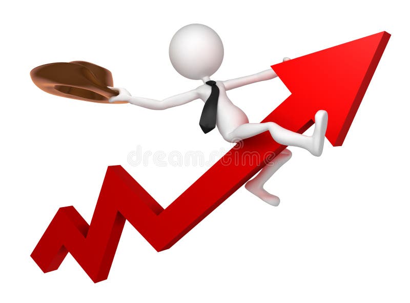 Businessman ride a stock market graph. Conceptual business illustration. Businessman ride a stock market graph. Conceptual business illustration